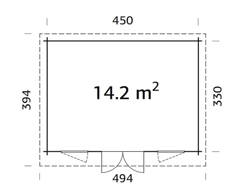 Palmako Lisa tuinhuis, 14,2 m² inclusief vloer, 494 x 394 cm, natuurlijke afwerking