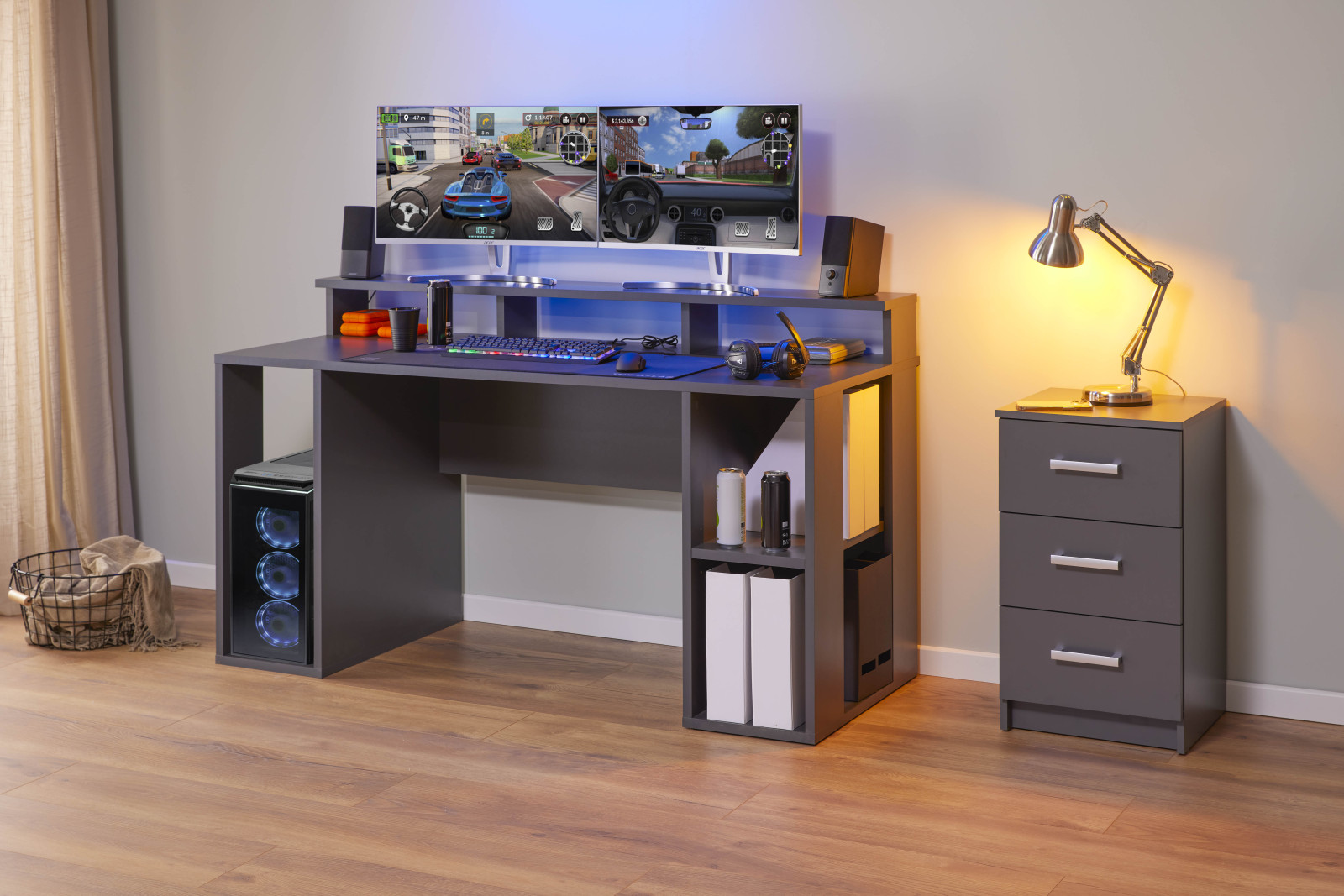 Gamer-Schreibtisch MATCHPOINT - anthrazit - 160 cm