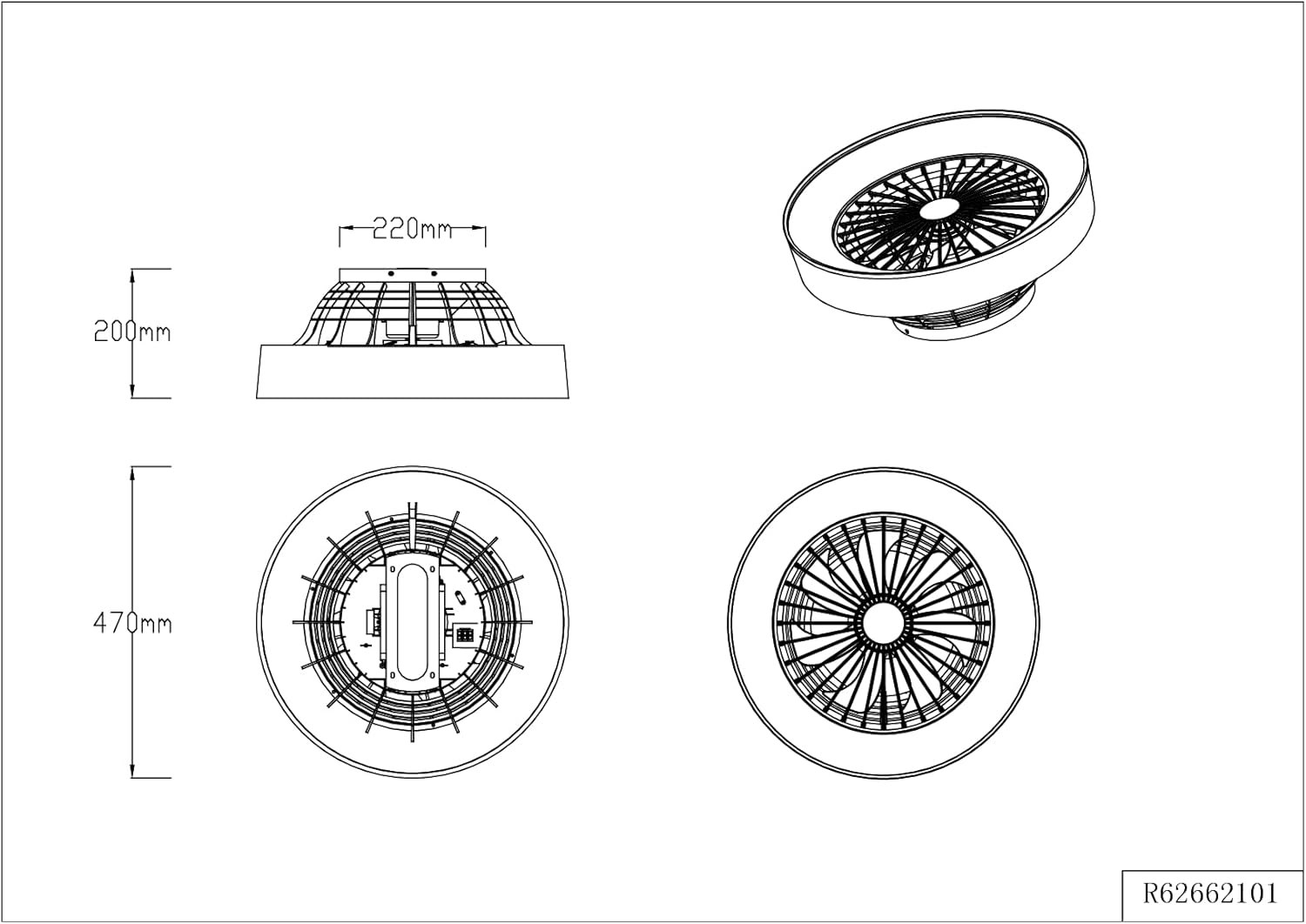 Reality Leuchten LED Deckenleuchten-Ventilator Farsund R62662101, Stoffschirm Weiß, inkl. 26 Watt LED, Ventilator 40 Watt