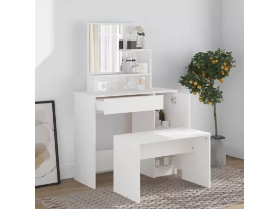Coiffeuse avec miroir blanc 86,5x35x136 cm
