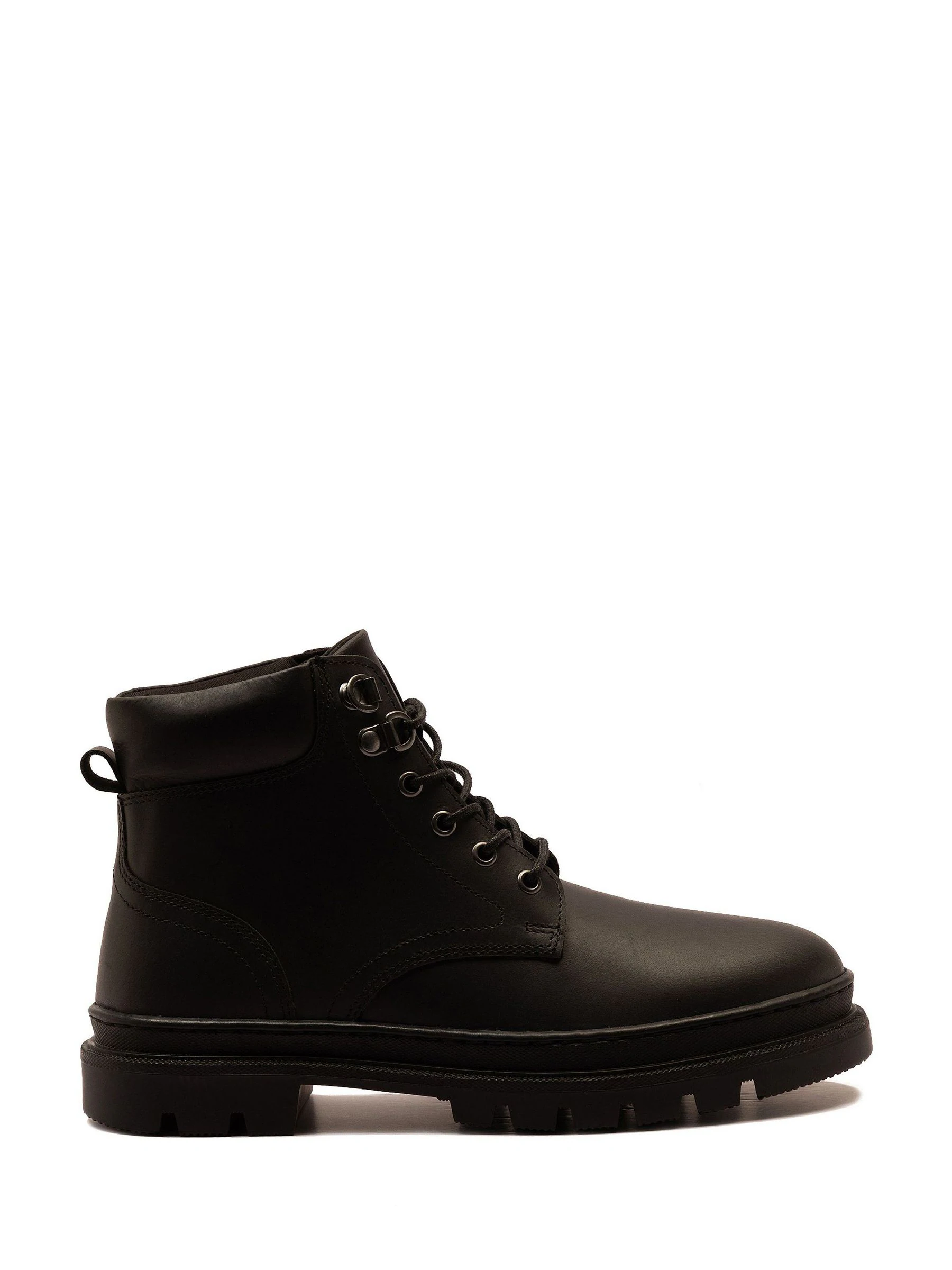 Zwart - Off The Hook Jones Leren Vetersluiting Casual Enkelboots