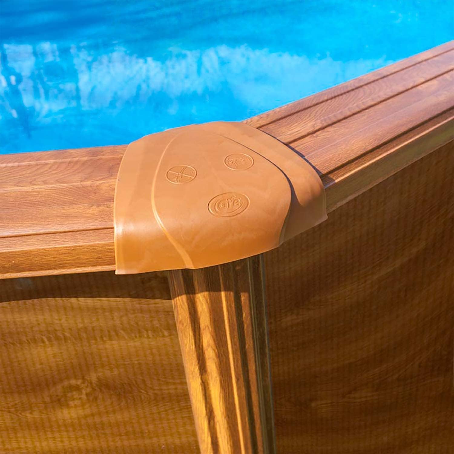 Paradies Pool® Gre Giant rund 460x120cm (Ø x H), Komplettset, Stahlwandbecken Holz, Poolplane in blau 0,4mm, Handlauf extra breit, inkl. Skimmer-Set, Leiter, Unterlegvlies und Filteranlage