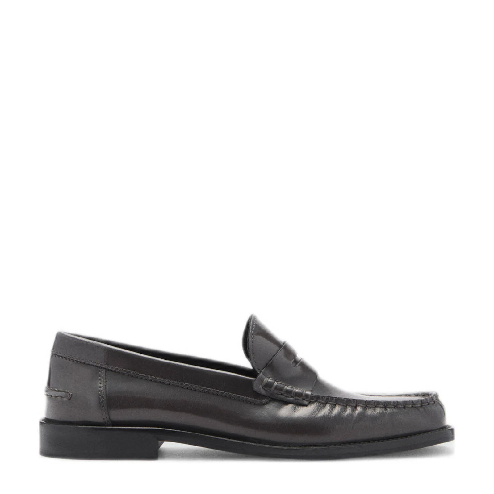Mango leren loafers grijs