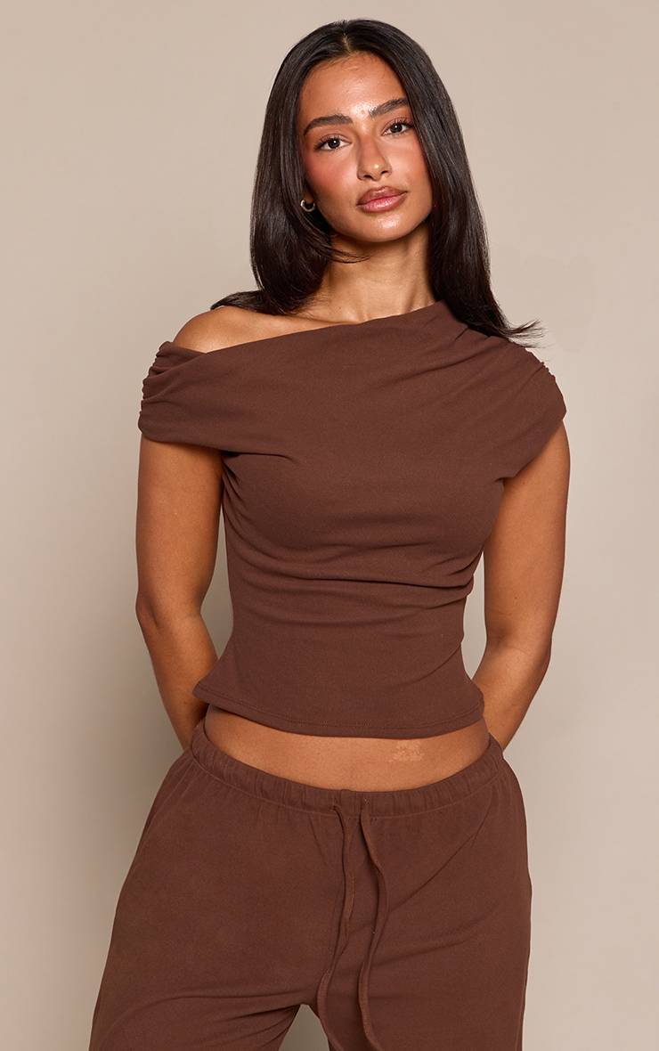 Chocolat Top Asymétrique Ultra Doux Petite Taille
