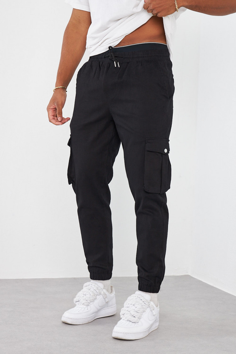 Joggerpant noir cargo