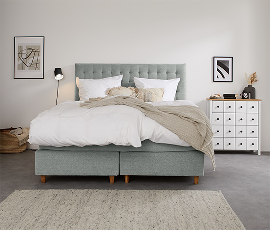 Scapa Boxspringbett, ca. 160 x 200 cm, light grey