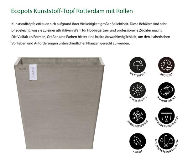 Ecopots Kunststoff-Topf Rotterdam mit Rollen
