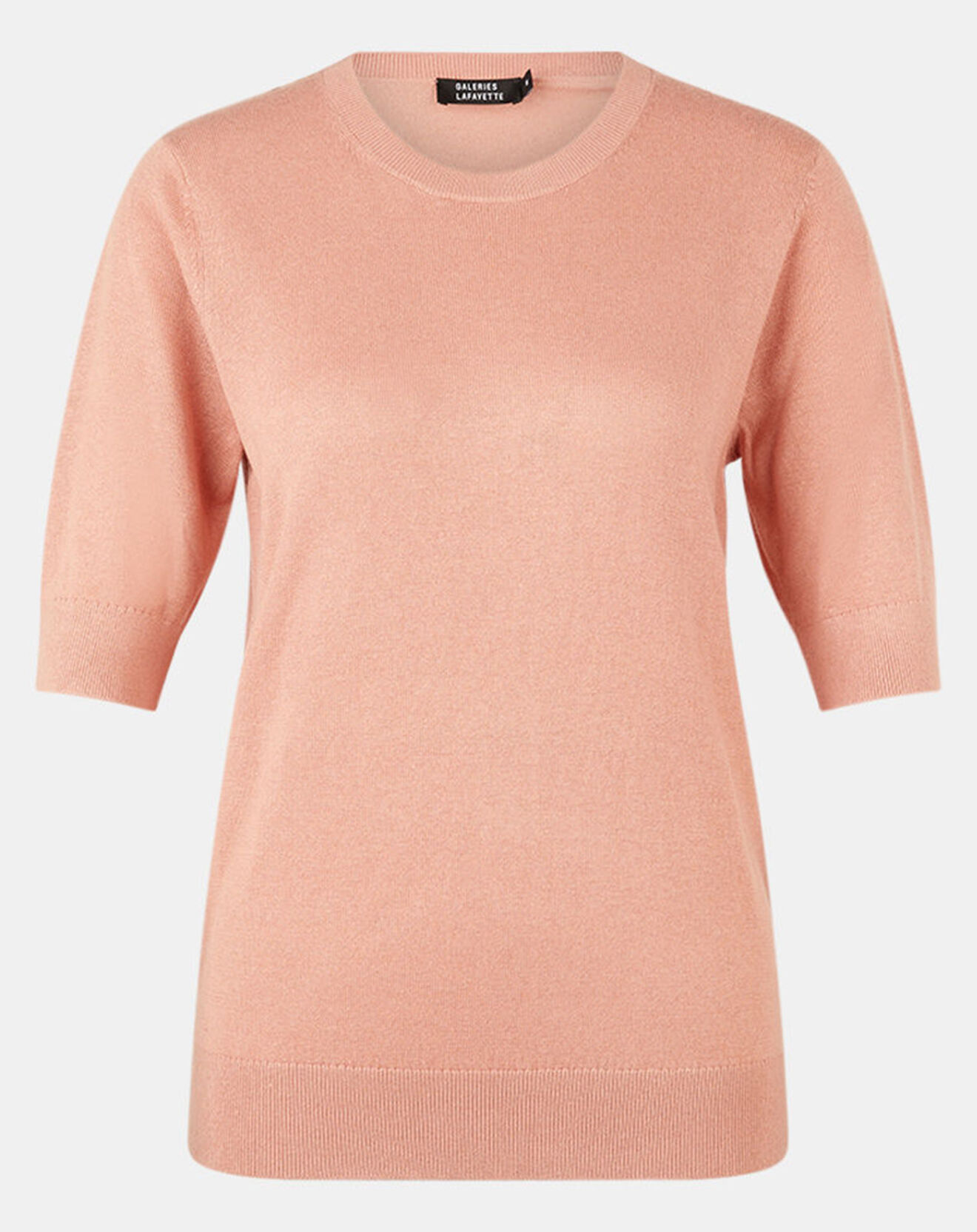 Galeries Lafayette Pull en Soie & Cachemire Fifi manches courtes rose
