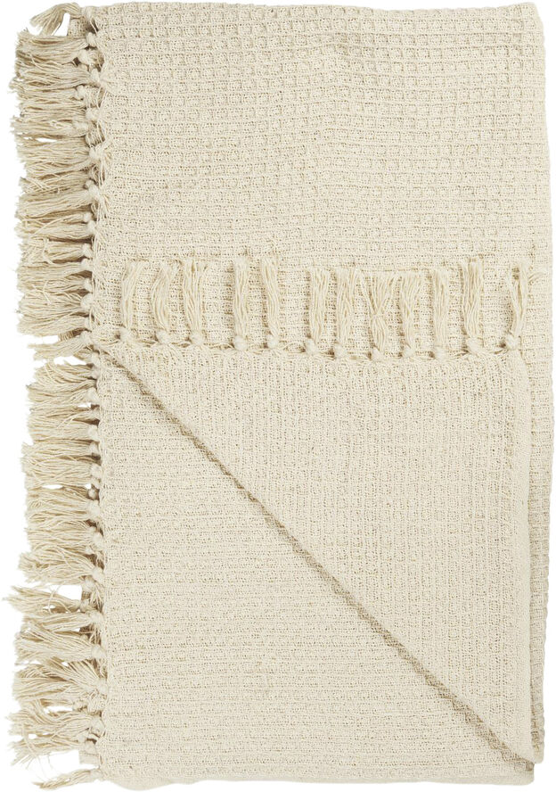 Ib Laursen Plaid creme vaffelvævet Creme