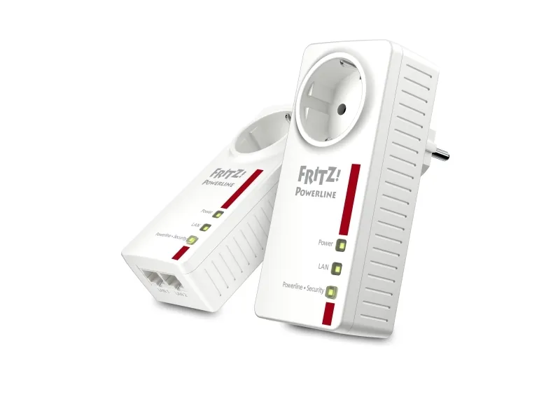 AVM FRITZ!Powerline 1220E - Powerline-adaptersæt 1GbE, HomePlug AV (HPAV) 2.0, IEEE 1901 - kan sluttes til vægstik (pakke med 2)