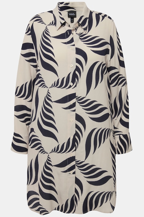 Longbluse, grafischer Druck, Hemdkragen, Langarm