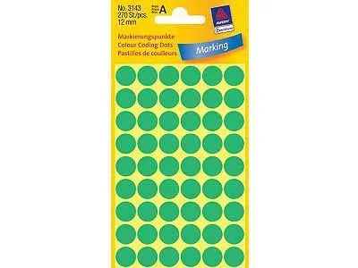 Etiket Avery Zweckform grøn Ø12 mm - (5 ark x 54 stk.)