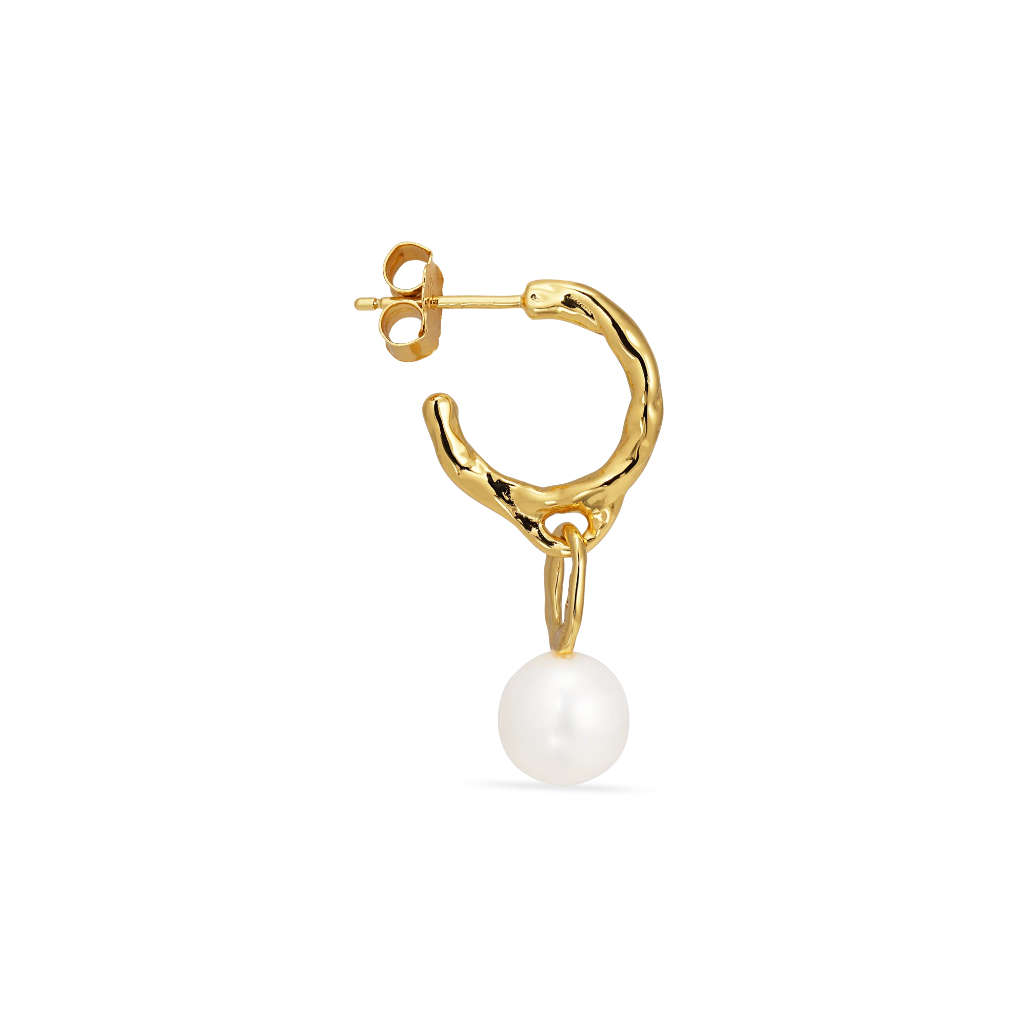 Jane Kønig  Mary Pearl Drop hoop - Forgyldt