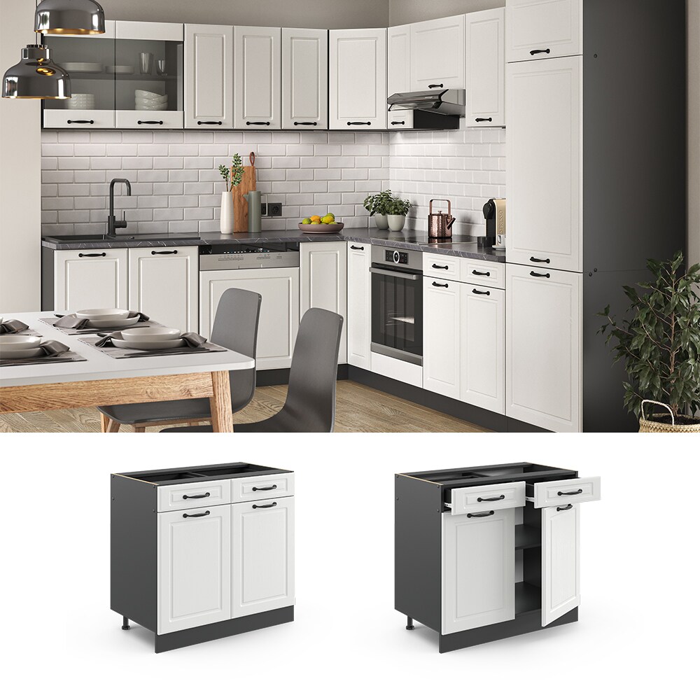 Vicco Schubunterschrank 80 cm Anthrazit Küchenschrank Unterschrank Küchenzeile R-Line