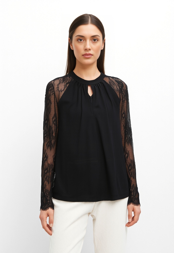 Vero Moda Spitzenshirt »VMMILLA LS LACE TOP GA JRS NOOS«
