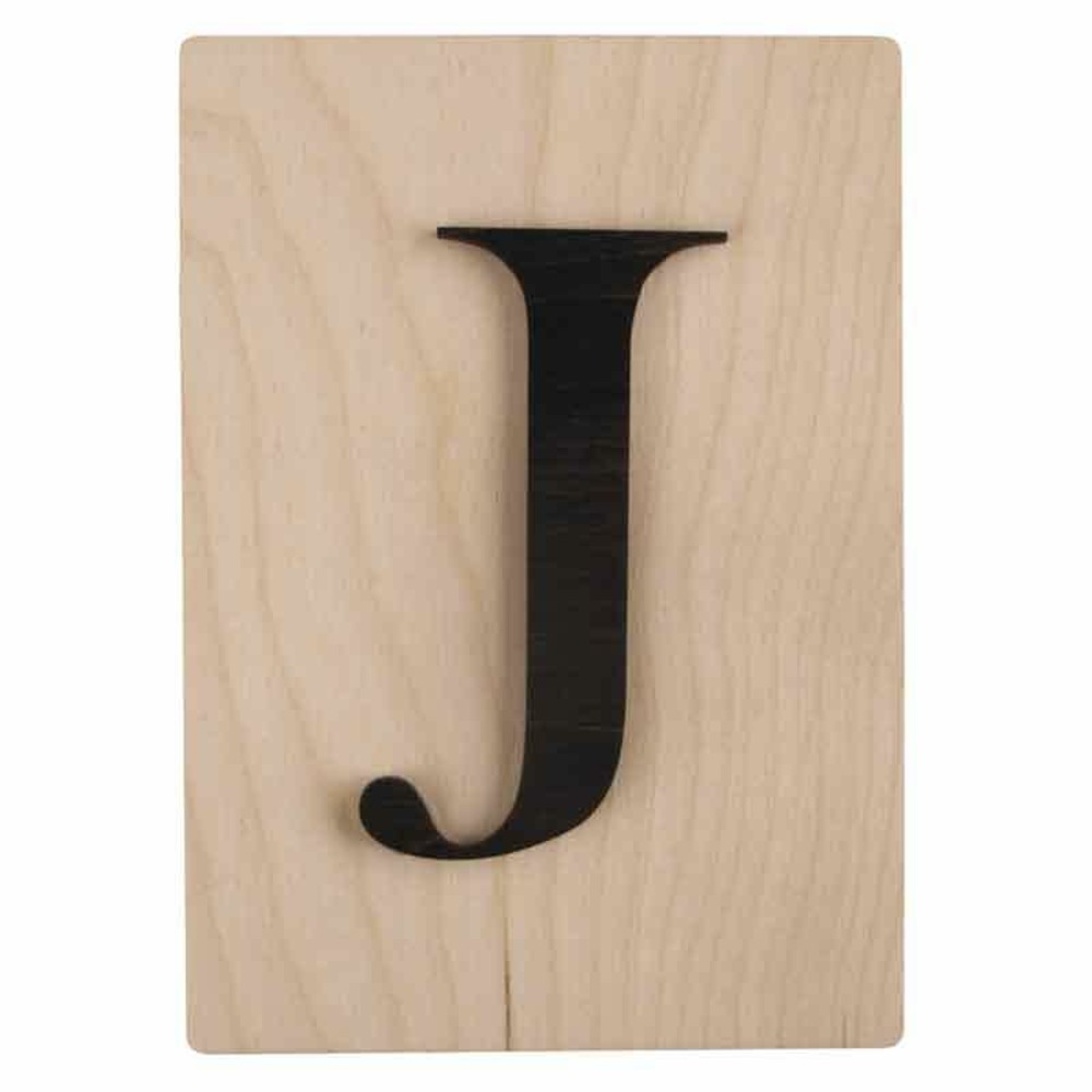 Lettre en bois 14,8 x 10,5 cm - j