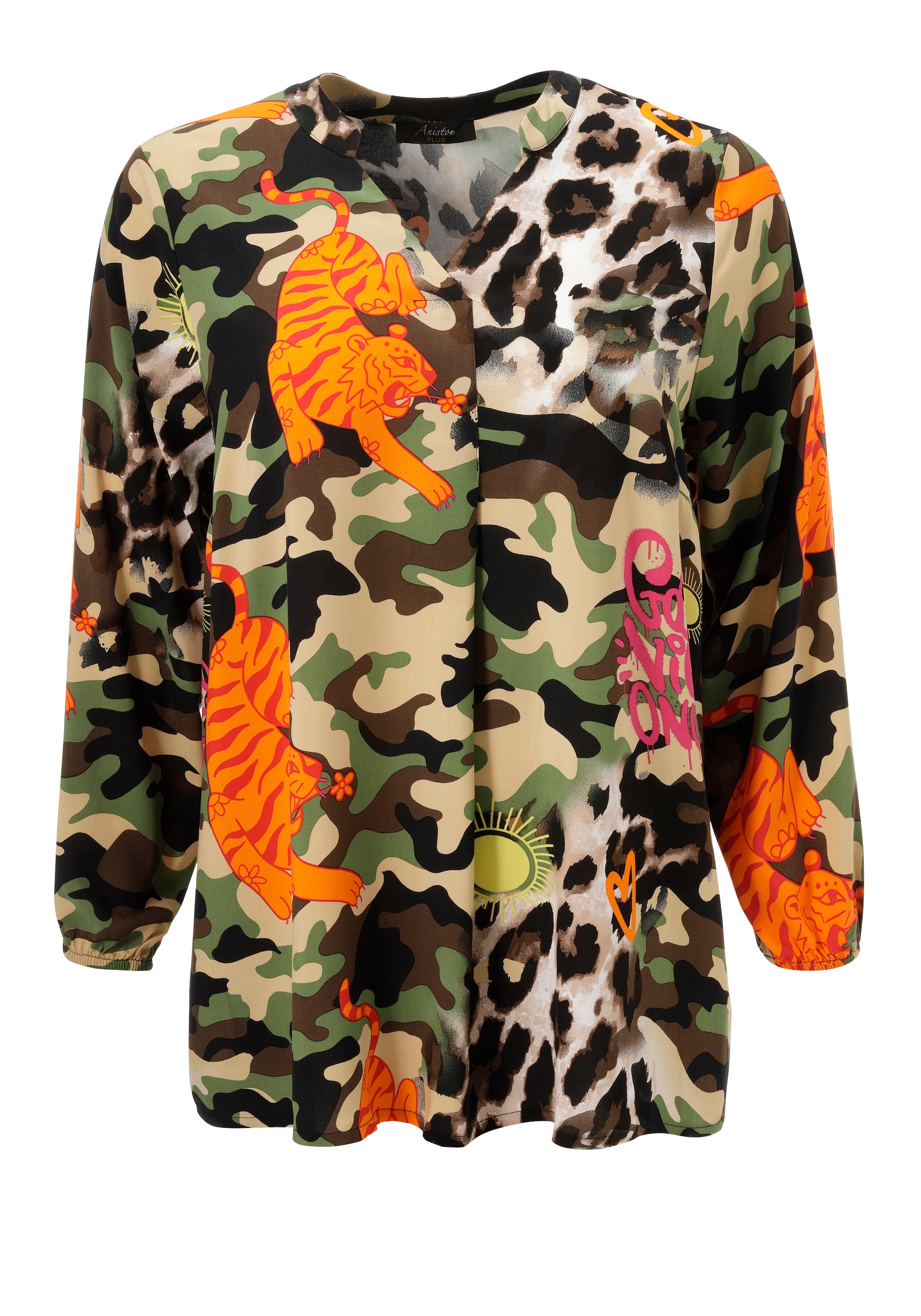Aniston PLUS Schluppenbluse , mit extravaganten farbenfrohes Animaldessin - NEUE KOLLEKTION