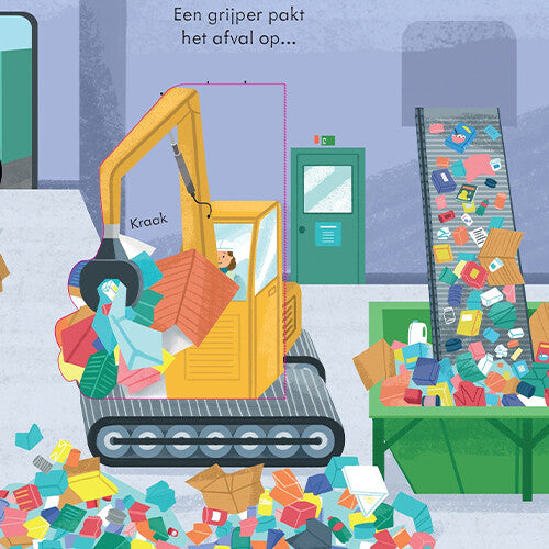 Uitgeverij usborne kijk binnen in een recyclingwagen
