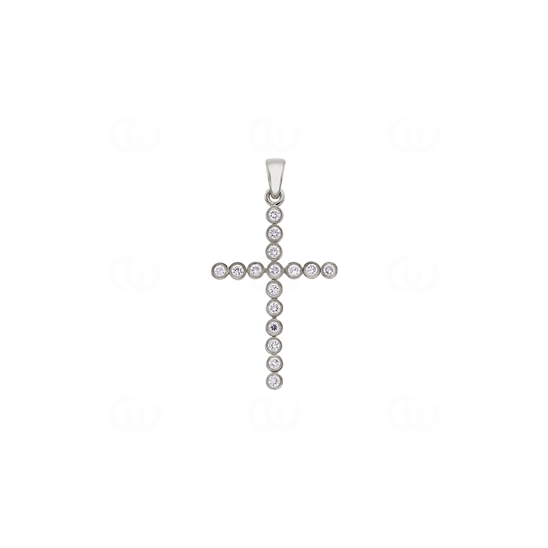 Anhänger 750/18 K Weissgold Kreuz mit Zirkonia