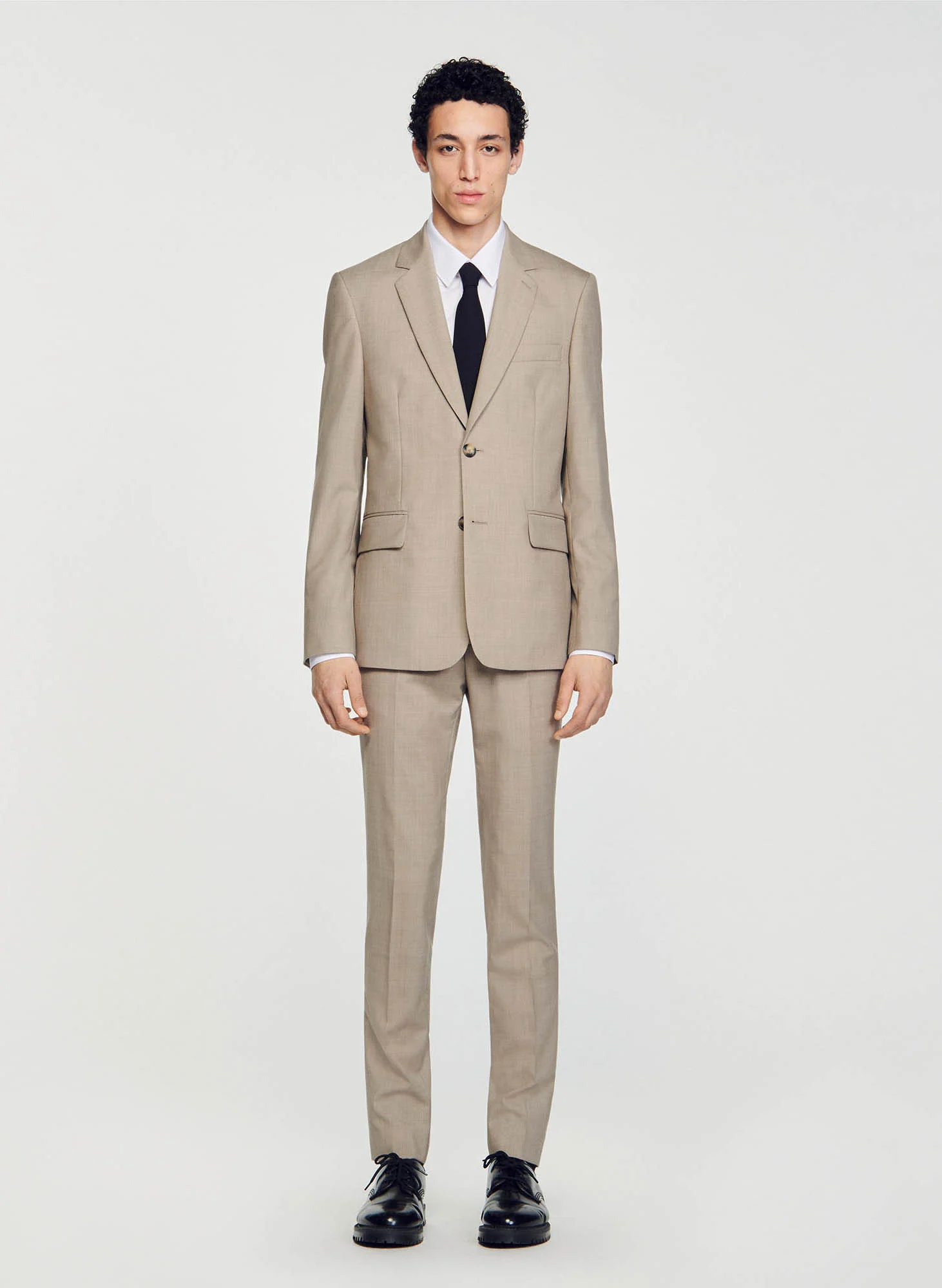 Veste col tailleur en laine vierge | Marron