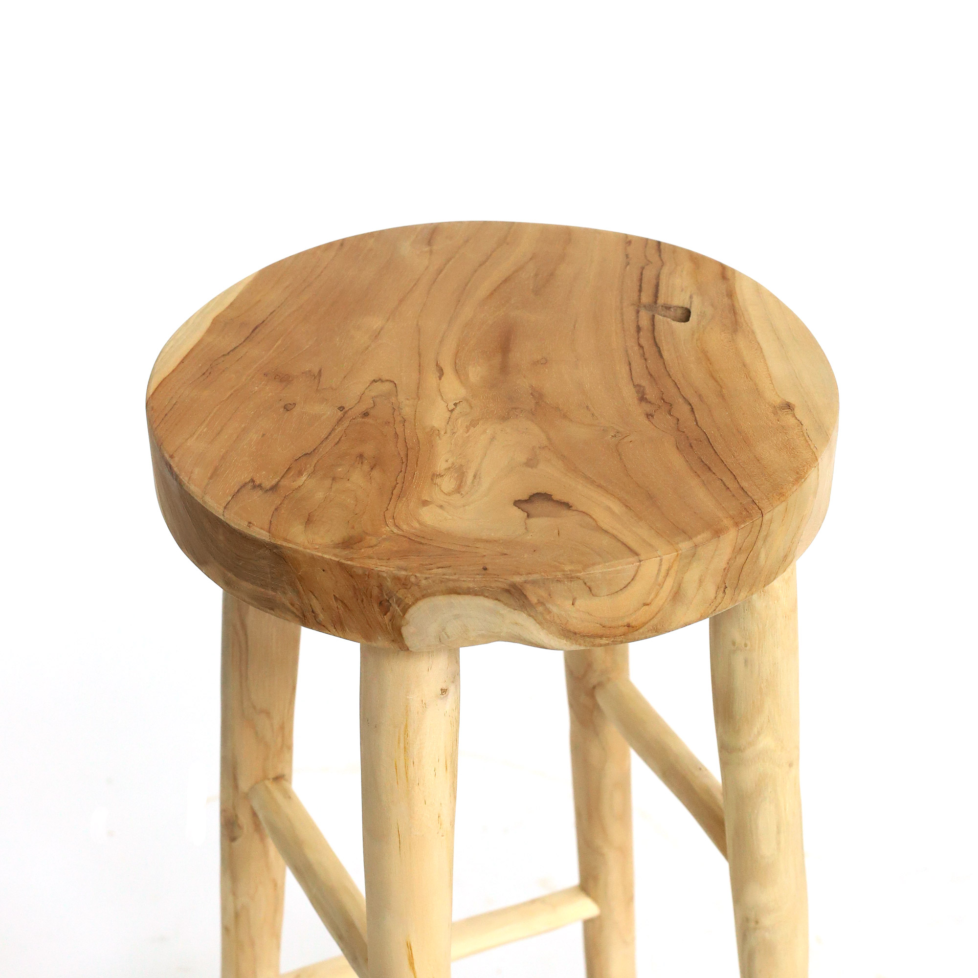 Barhocker 'Riya' aus Teak, natur H 75 cm, Ø 35 cm von fischer's lagerhaus
