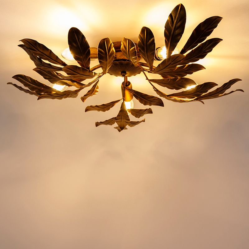Vintage plafondlamp antiek goud 5-lichts - Linden
