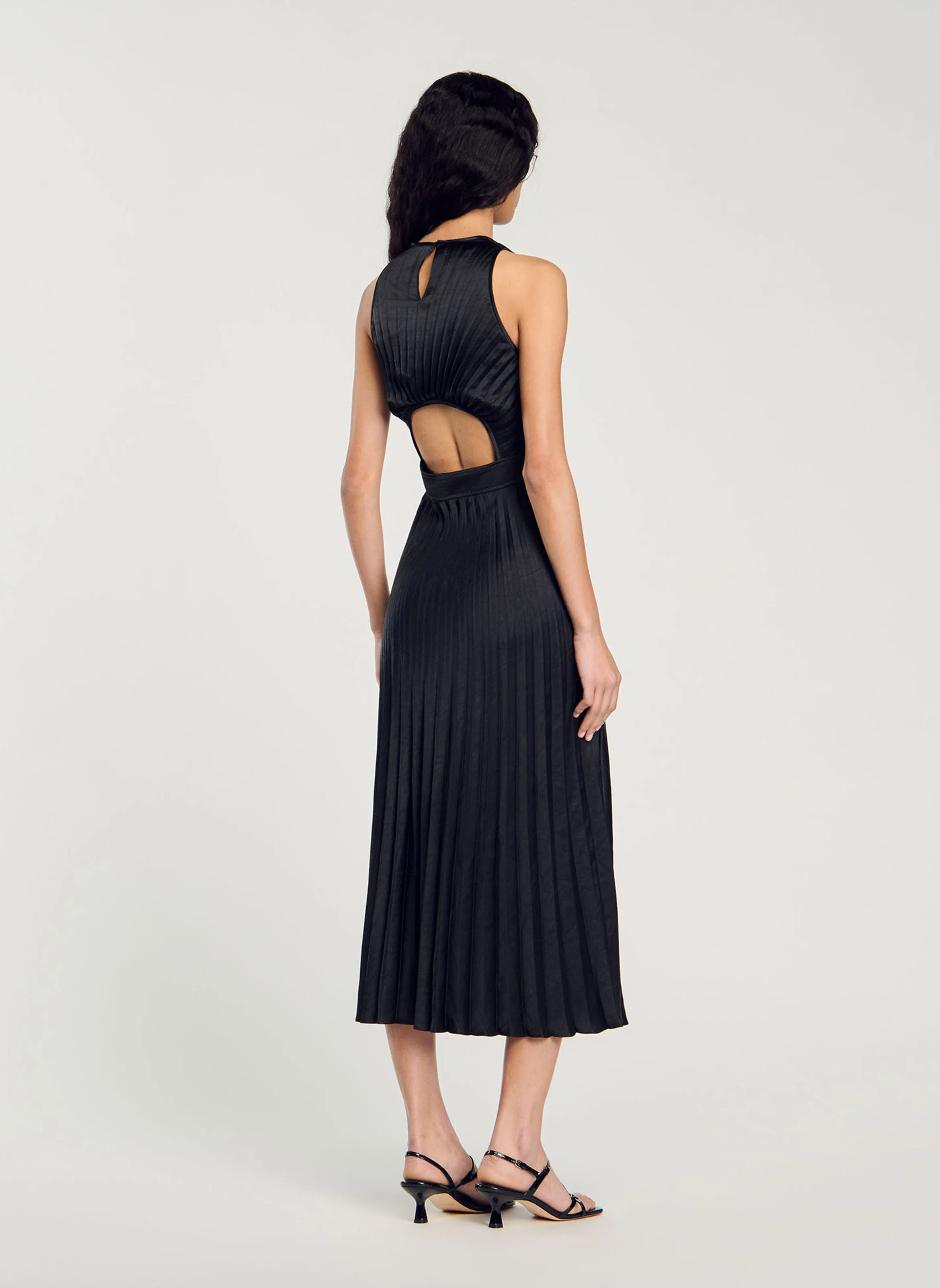 Robe midi plissée | Noir