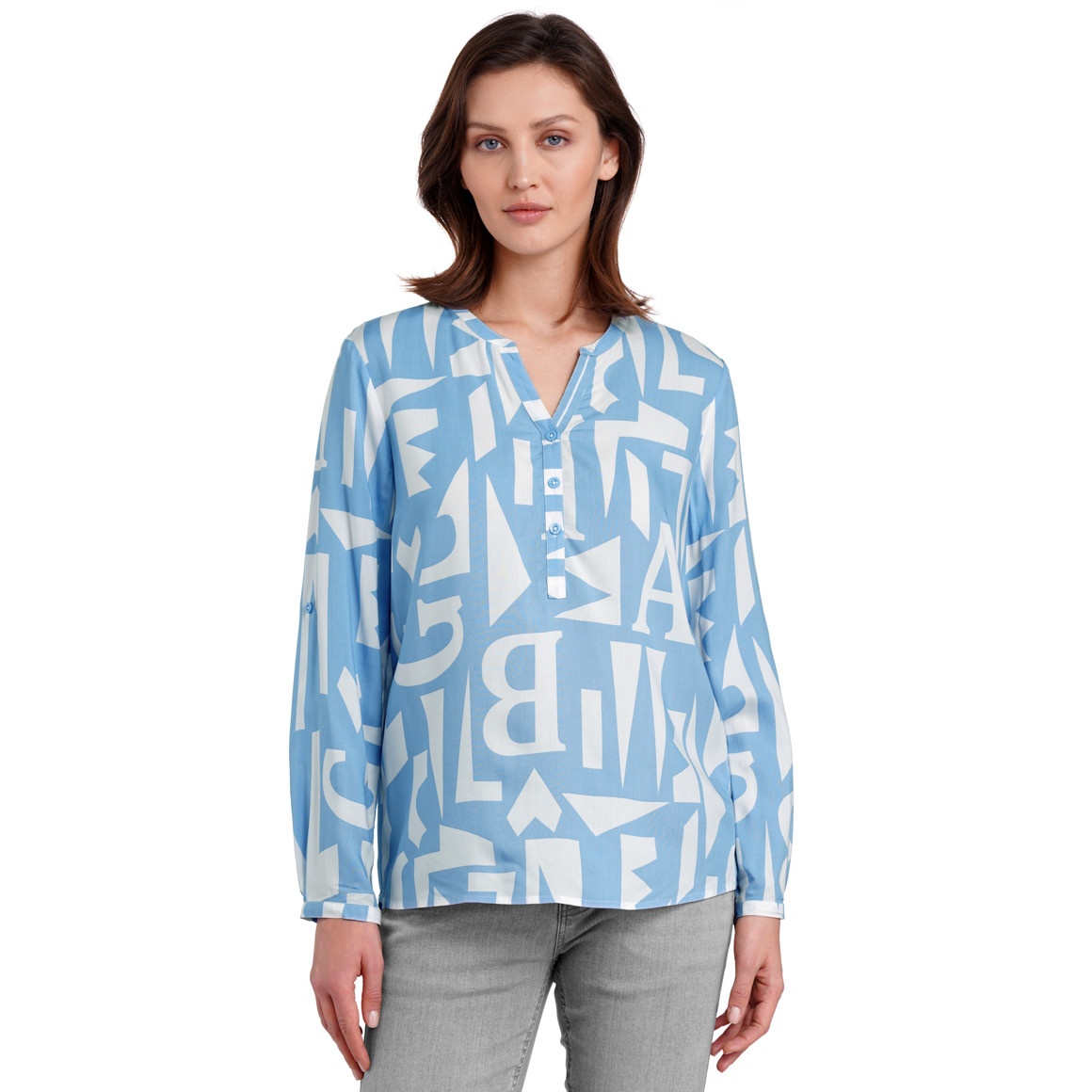 Gina Benotti Damen Bluse mit Allover-Muster hellblau