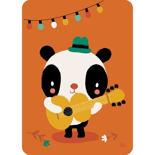 By bora verjaardagskaart - panda gitaar