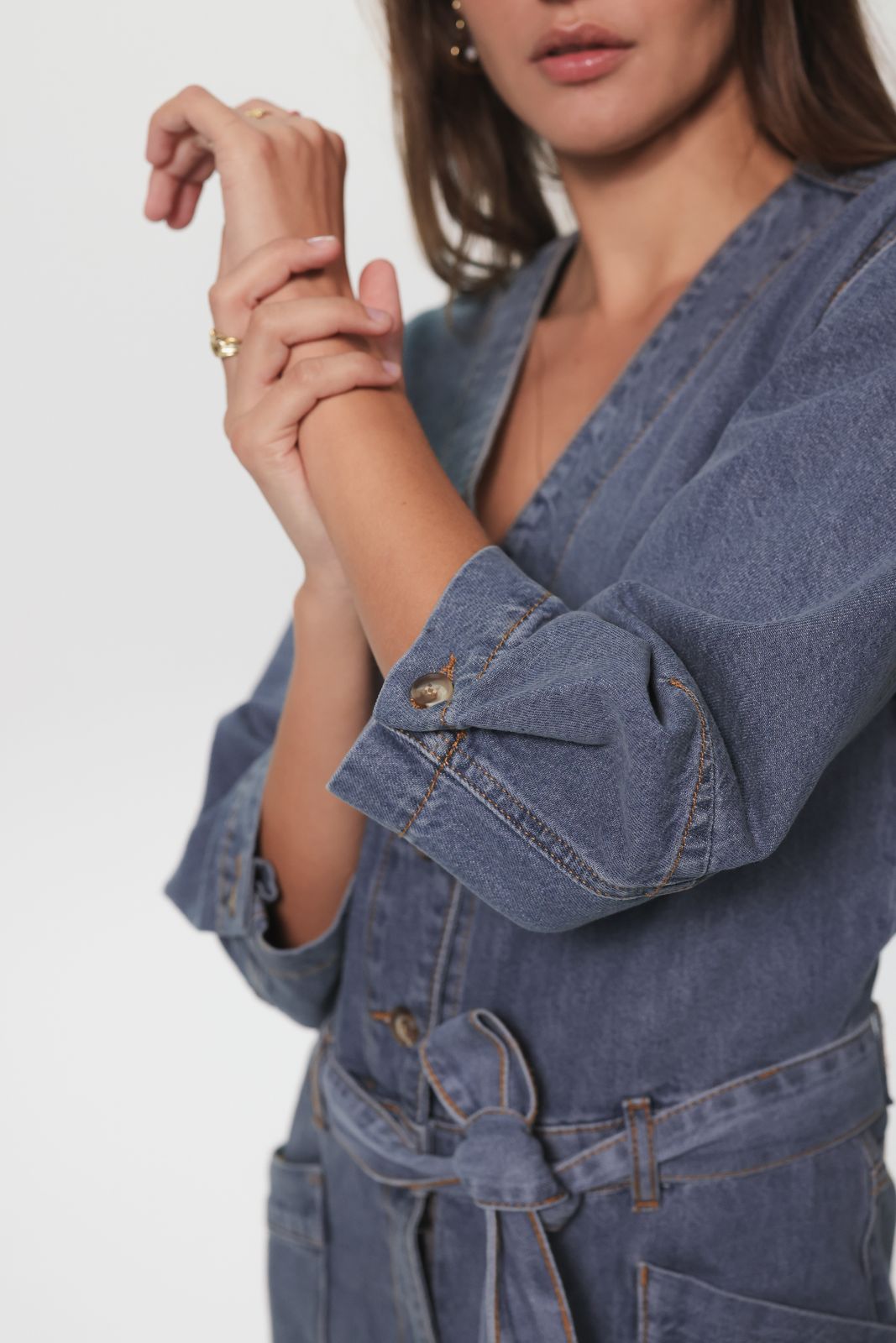 Grijze washed denim jumpsuit