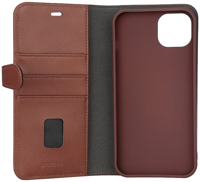 Buffalo iPhone 15 Plus 2in1 Leather MagSeries pungetui (brun)