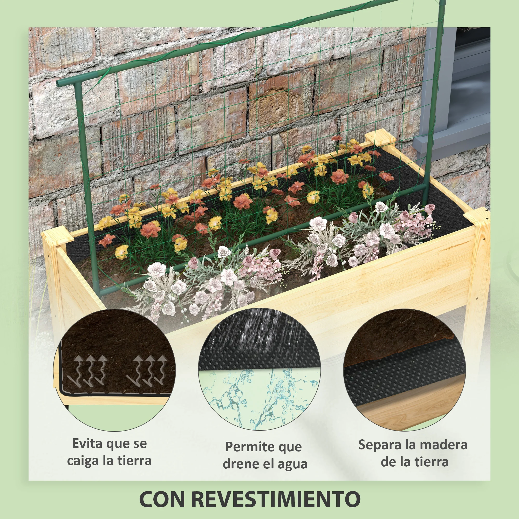 Jardim urbano elevado Outsunny em madeira natural