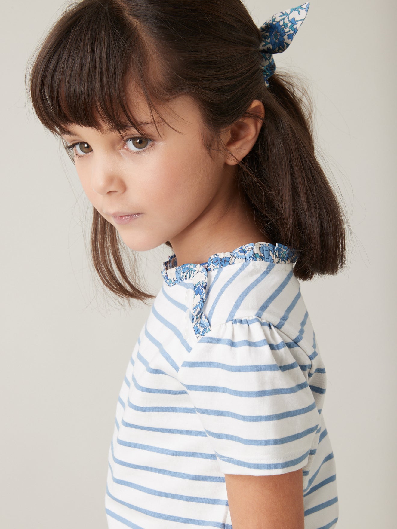 T-shirt marinière Fille Tissu Liberty - Coton Bio
