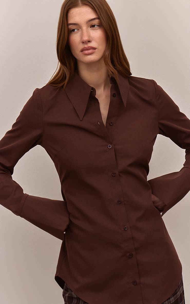 Chocolat Chemise Cintrée À Col Surdimensionné Et Boutonnage Plt Label
