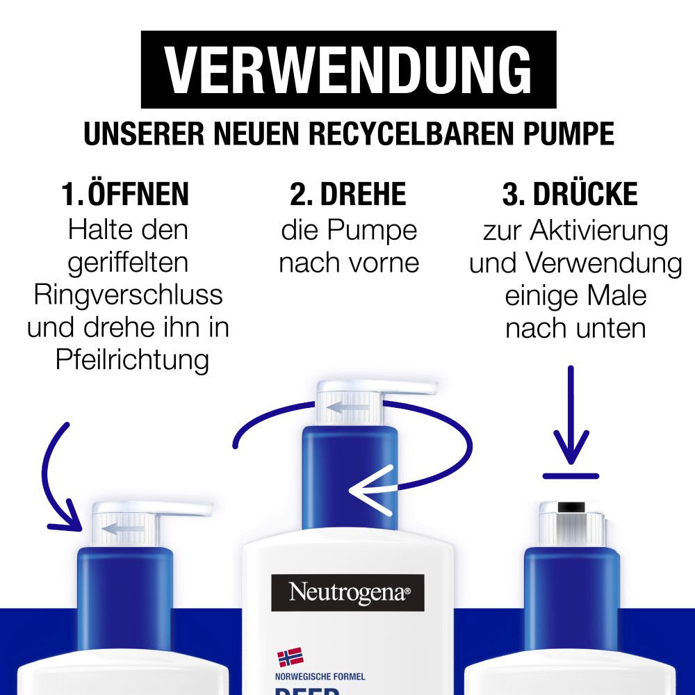 Neutrogena Norwegische Formel Deep Moisture sofort einziehende Bodylotion mit nährendem Mandelöl (250ml) für mehr Feuchtigkeit bei trockener, rauer Haut
