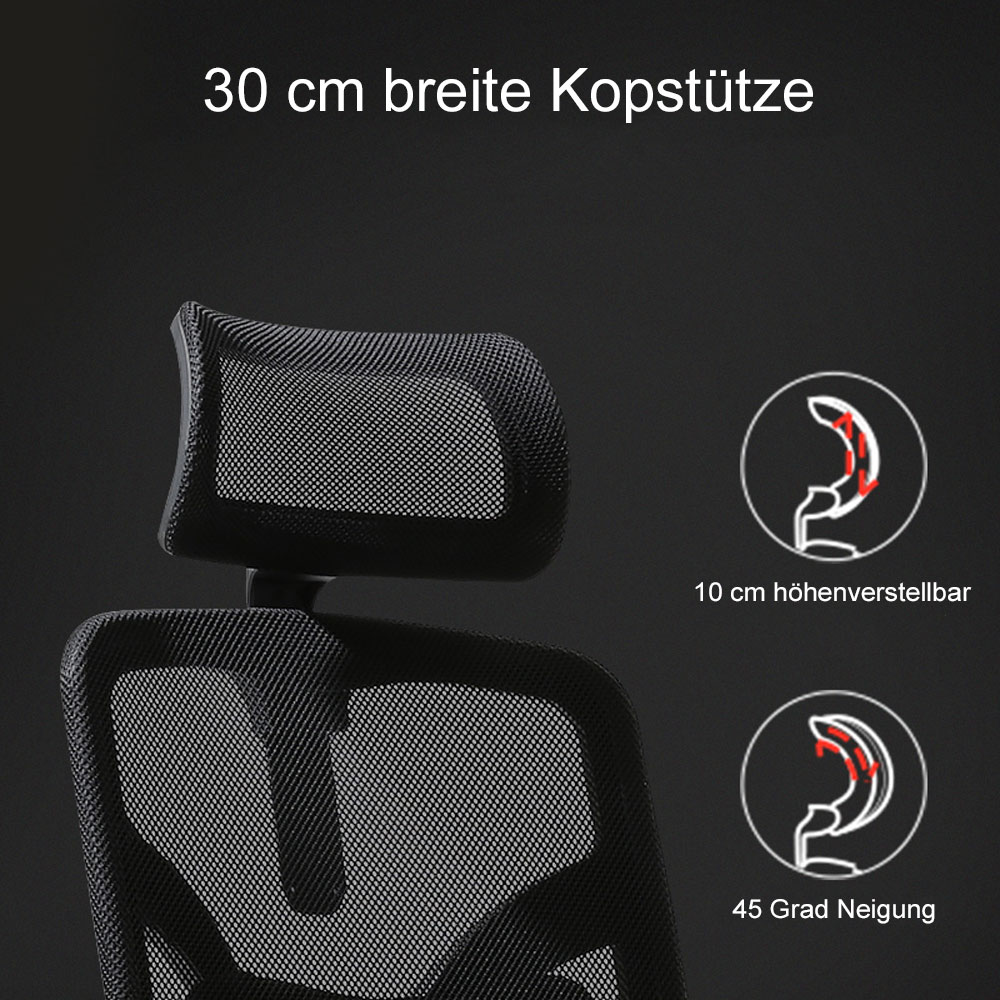 Bürostuhl MCW-J92, Schreibtischstuhl, ergonomisch, verstellbare Lordosenstütze und Armlehne ~ schwarz