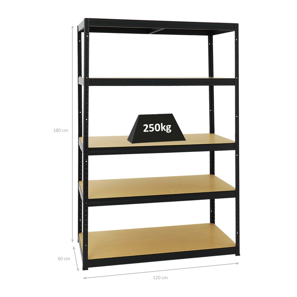 PROREGAL Mega Deal: 1x Heavy-Duty Plankenkast Big Elephant M (HxBxD 180 x 120 x 60 cm) & 1x In hoogte verstelbare werkbank Big Dino (HxBxD 90 x 160 x 60 cm) Zwart