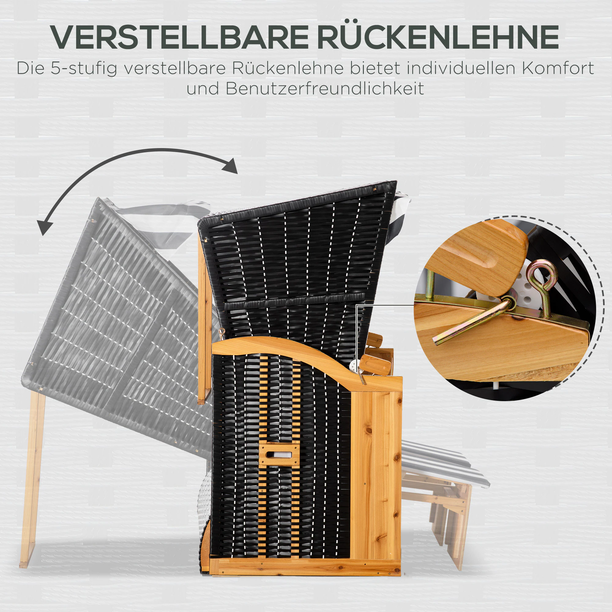 Outsunny Strandkorb mit Dach und Fußstütze 118 x 79 x 150 cm (BxTxH)
