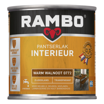 Rambo pantserlak interieur transparant zijdeglans warm walnoot 250 ml