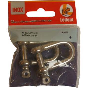 D-sluiting RVS 8 mm 2 stuks