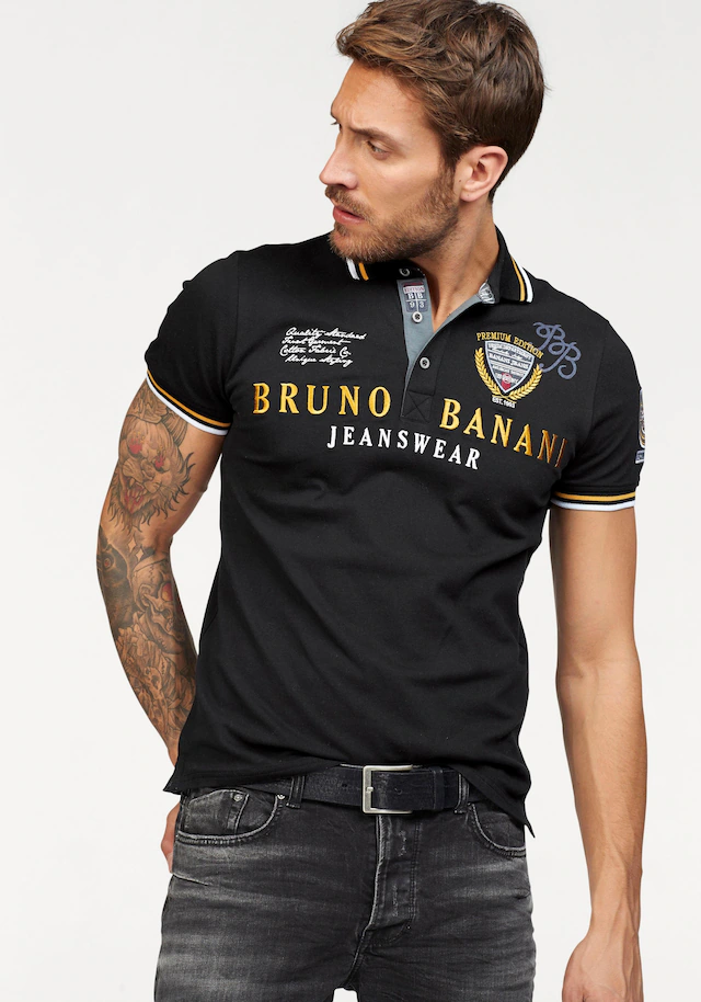 Bruno Banani Poloshirt , körpernahe Passform,  mit Stickereien und Badges,  Polokragen