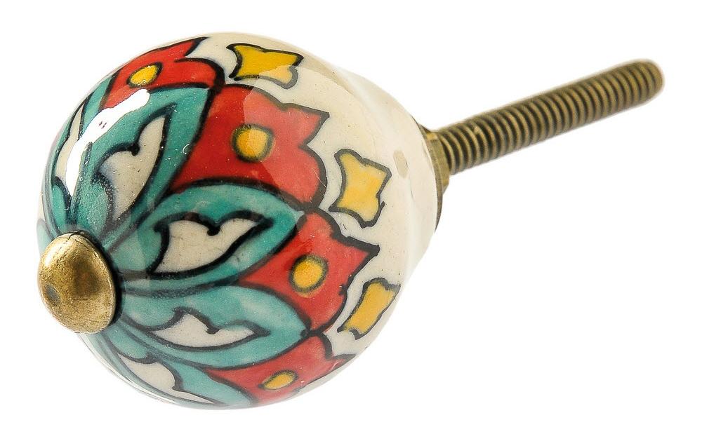 Möbelgriff handgemacht, Ø 3 cm, Mehrfarbig/GoldMöbelknauf mit Muster