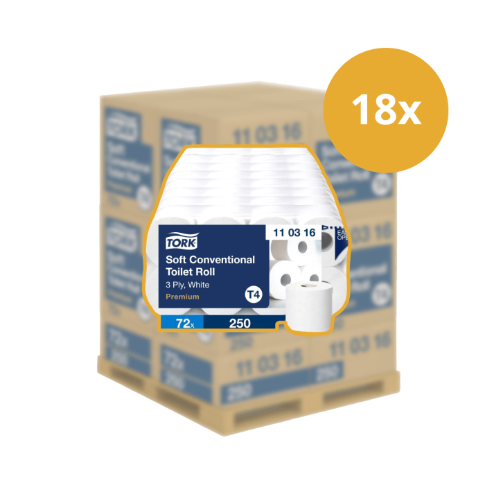 Tork 110316 72st Toiletpapier Traditioneel 3-lgs Wit Premium pak à 72 rol / 250 vel Pallet afname (110316P)