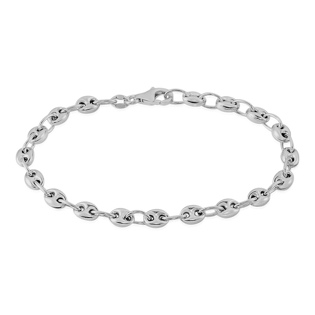Bracelet Caroline Maille Grain De Cafe Argent Blanc