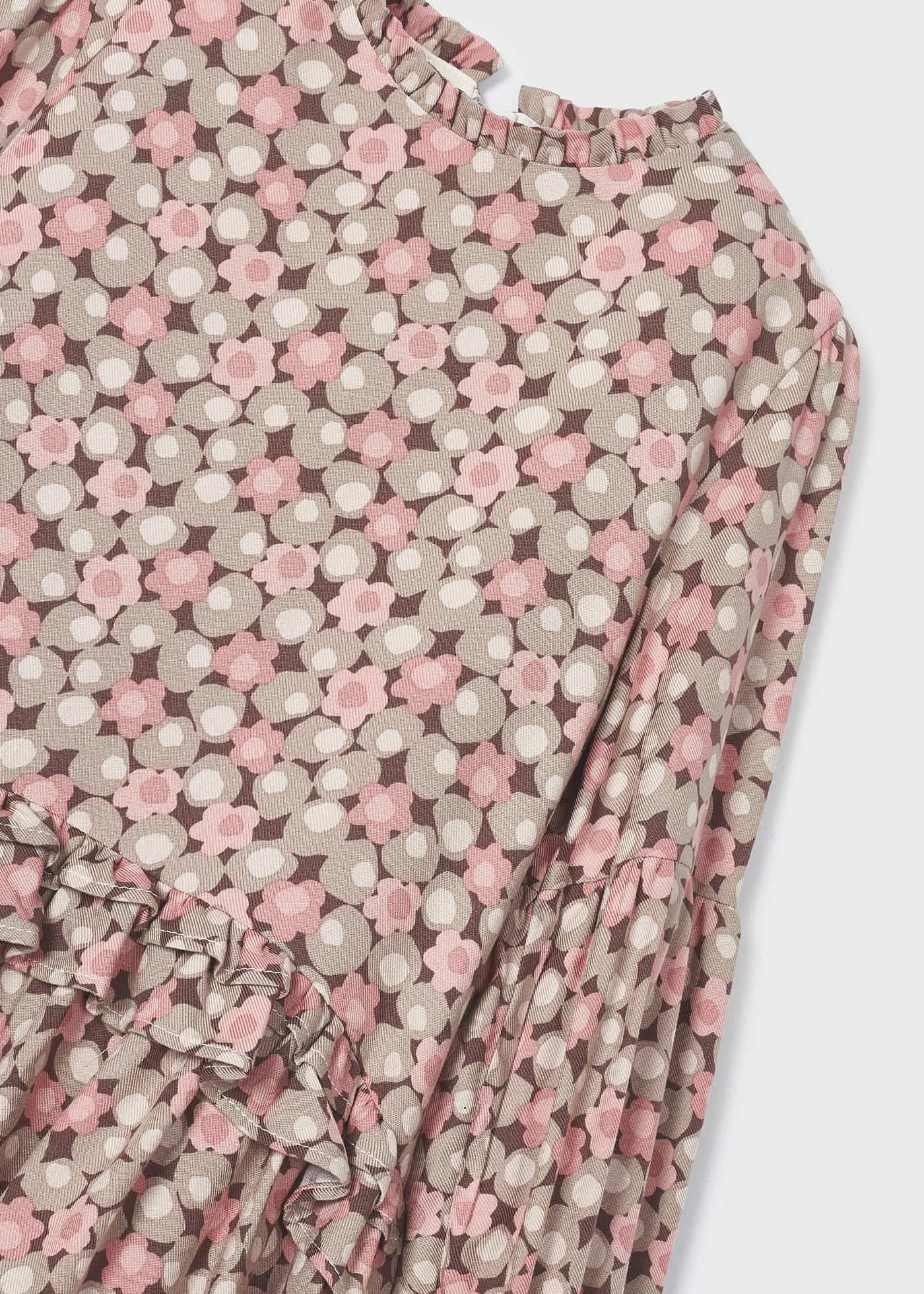 Vestido infantil estampado com babados