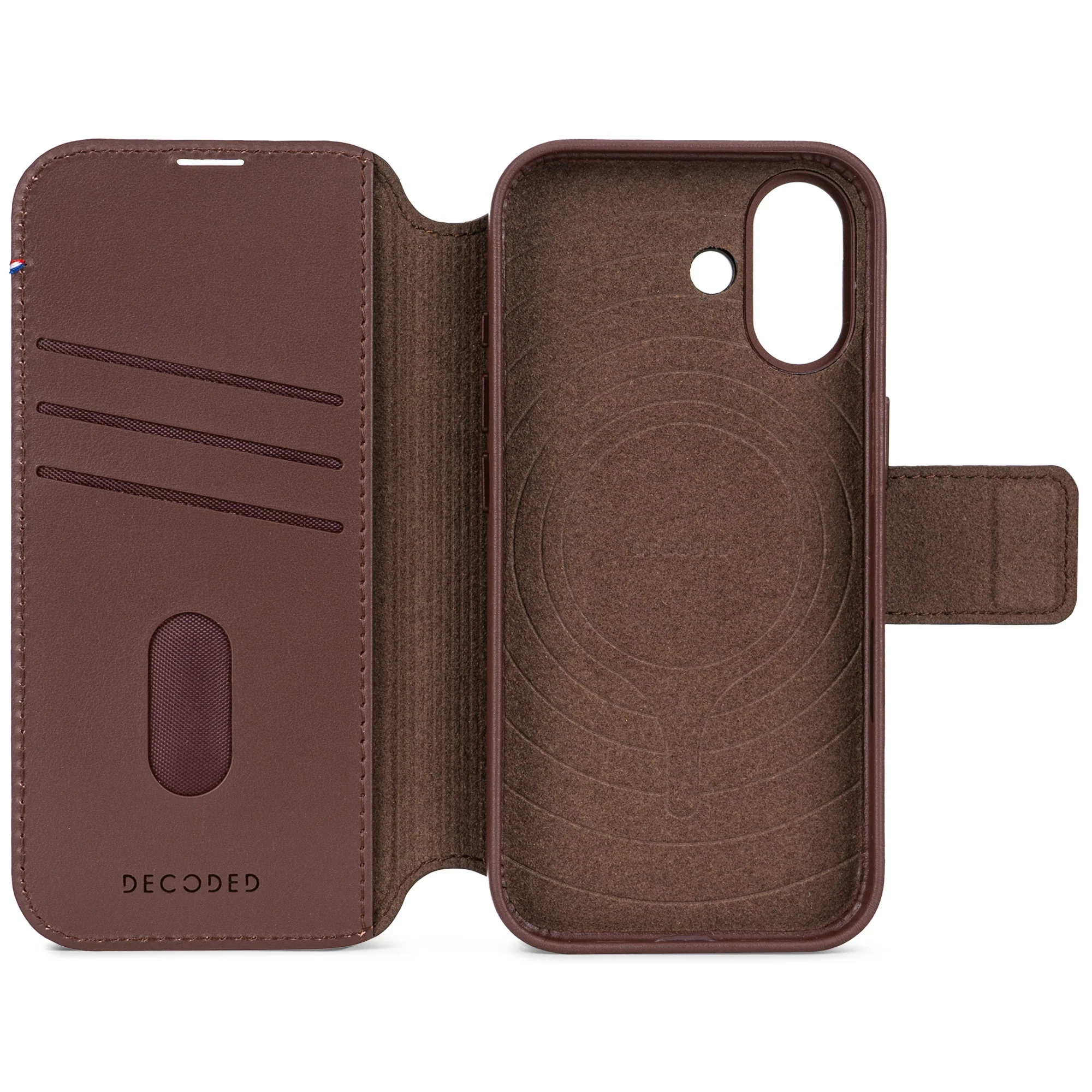 2in1 iPhone 17 MagSafe Echtleder Magnet Wallet Case Tasche Flip Cover (D26IPO17DW5CN) - Braun