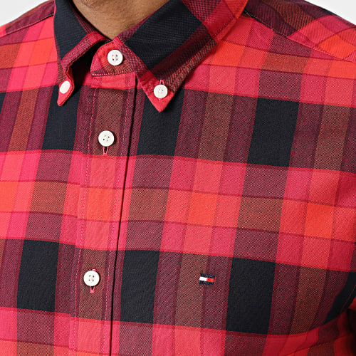 Chemise Manches Longues A Carreaux Oxford Bold Check 3780 Rouge Rose