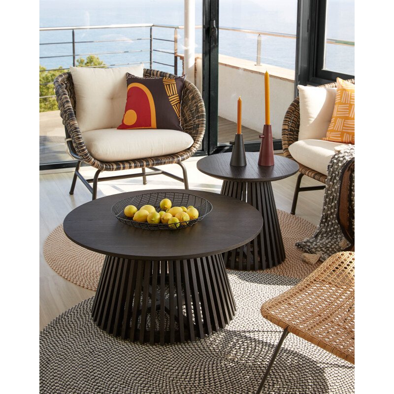 Table basse Jeanette en bois de Mindy noir Ø 80 cm
