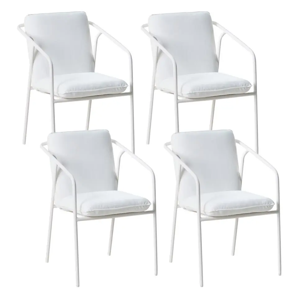 ASCIANO - Tuinstoel set van 4 - Wit - Metaal/Aluminium