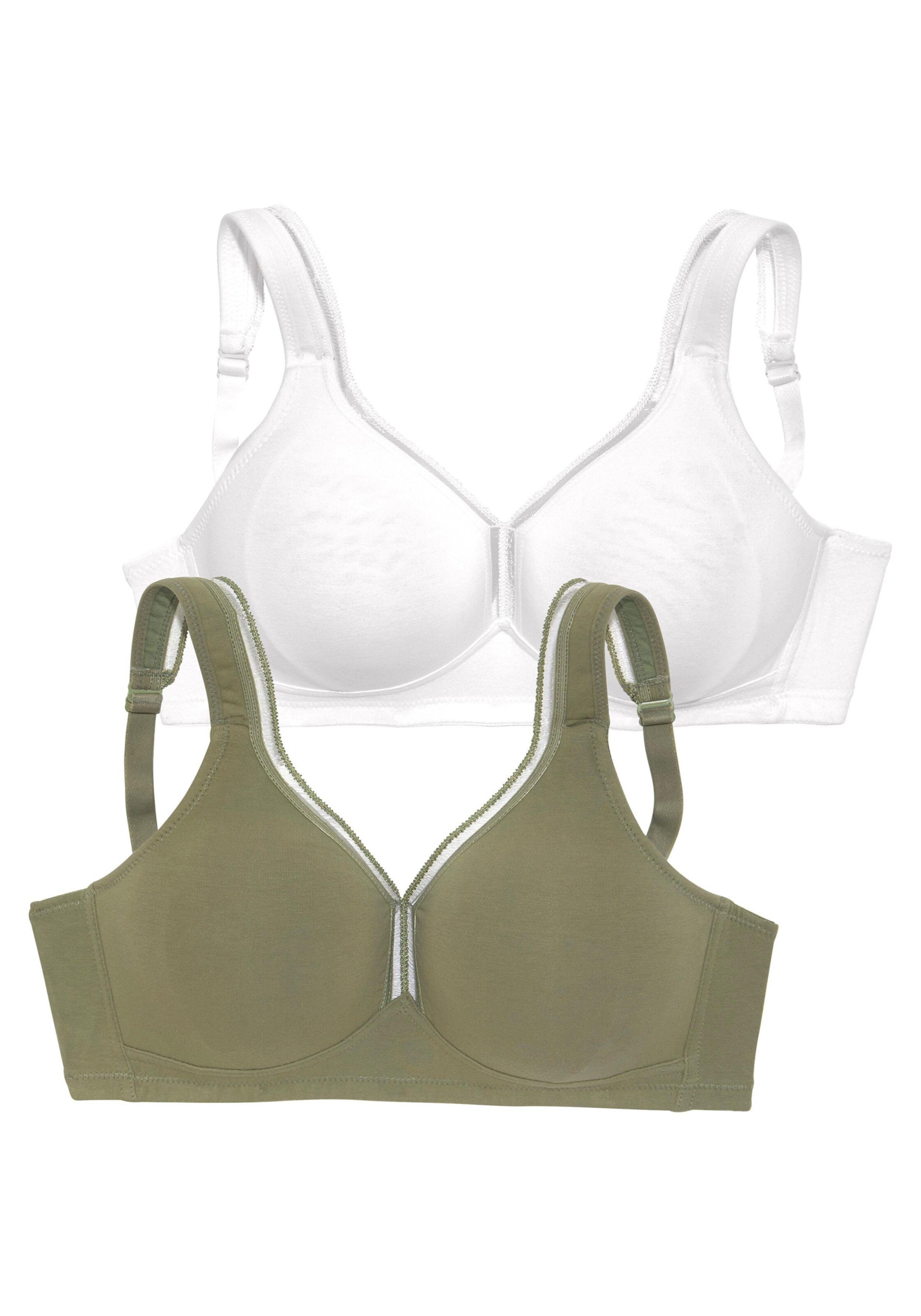 petite fleur T-Shirt-BH in khaki+weiß